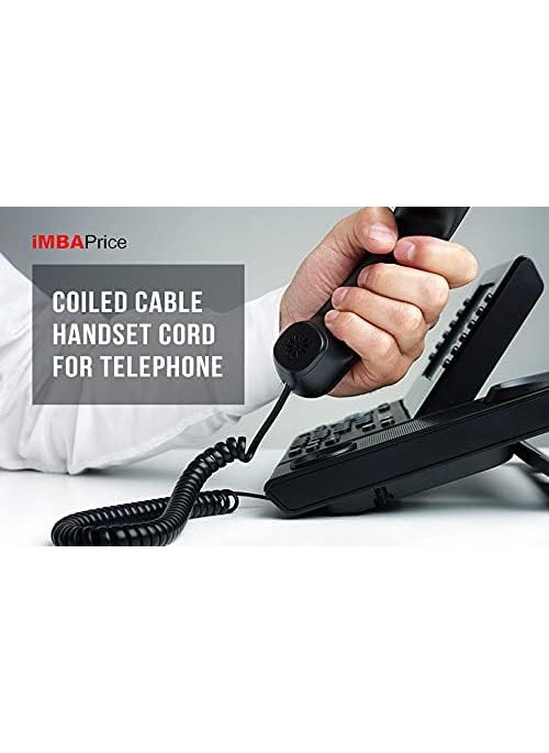 iMBAPrice iMBAPrice Pack of 2 Black Coiled Telephone Phone Handset Cable Cord Coiled Length 3 to 12 feet Uncoiled Value Pack  - Image 2
