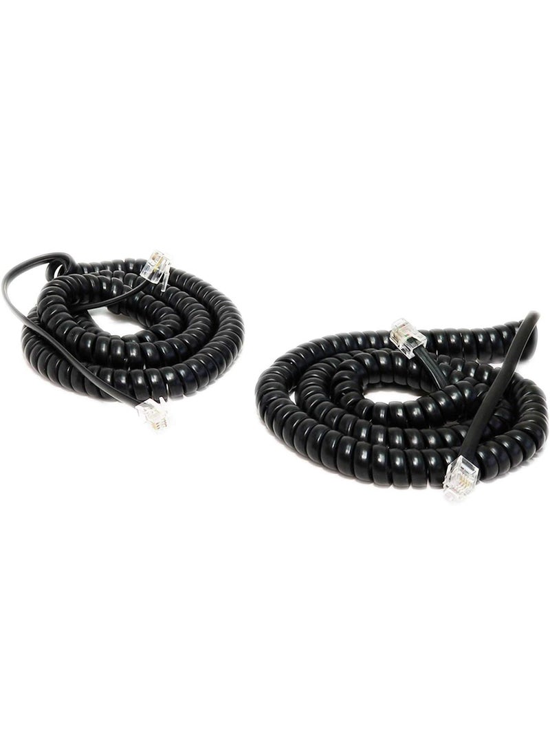 iMBAPrice iMBAPrice Pack of 2 Black Coiled Telephone Phone Handset Cable Cord Coiled Length 3 to 12 feet Uncoiled Value Pack  - Image 1