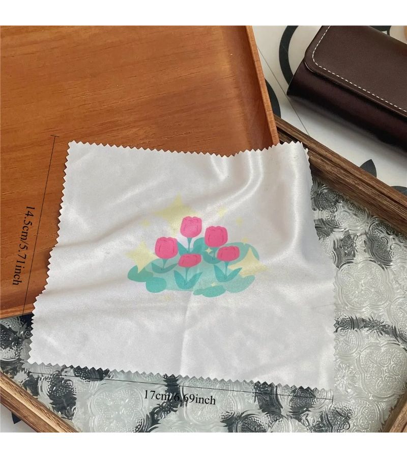 Blue White Red Cartoon Tulip Eyeglass Cleaning Cloth Phone Screen Towel - Image 4