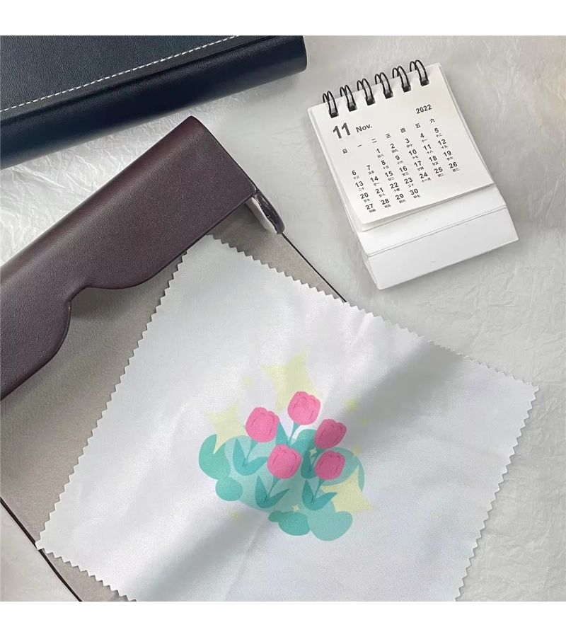 Blue White Red Cartoon Tulip Eyeglass Cleaning Cloth Phone Screen Towel - Image 1