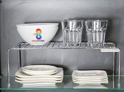 12FOR COLLECTION 12FOR COLLECTION 6pcs Stainless Steel Kitchen Dish Rack Expandable Storage Shelves for Kitchen Cabinets Multipurpose Organizer Extend Up to 580 mm with AntiRust Nano Coating Pack of 6  - Image 2