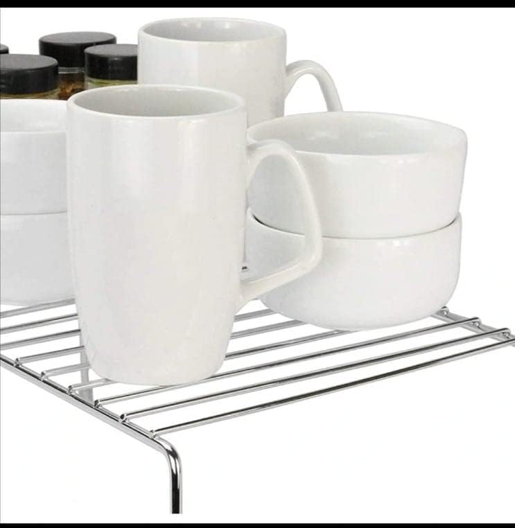 12FOR COLLECTION 12FOR COLLECTION 6pcs Stainless Steel Kitchen Dish Rack Expandable Storage Shelves for Kitchen Cabinets Multipurpose Organizer Extend Up to 580 mm with AntiRust Nano Coating Pack of 6  - Image 3