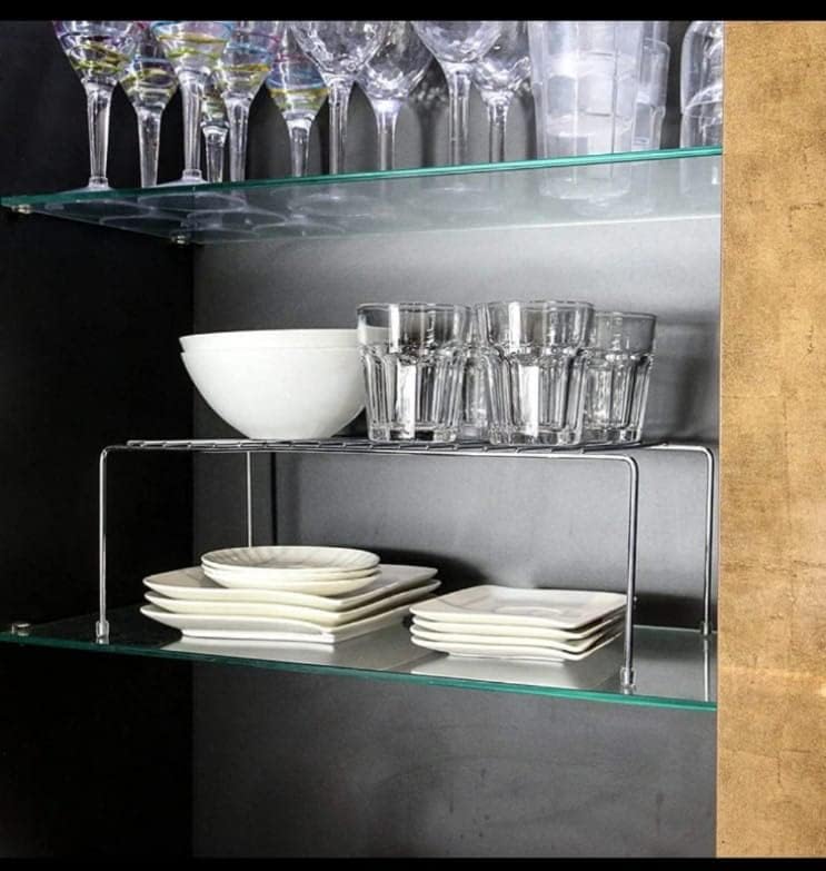 12FOR COLLECTION 12FOR COLLECTION 6pcs Stainless Steel Kitchen Dish Rack Expandable Storage Shelves for Kitchen Cabinets Multipurpose Organizer Extend Up to 580 mm with AntiRust Nano Coating Pack of 6  - Image 4