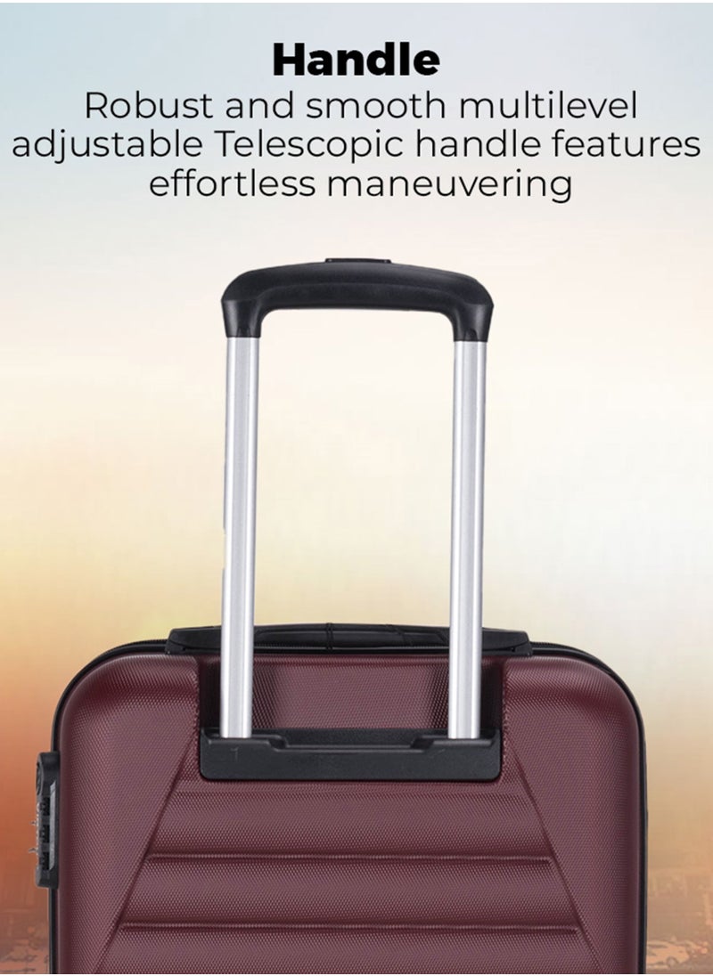 VIPTOUR - ABS Hardside 3-Piece Trolley Luggage Set, Spinner Wheels with Number Lock 20/24/28 Inches - Burgundy - Image 1