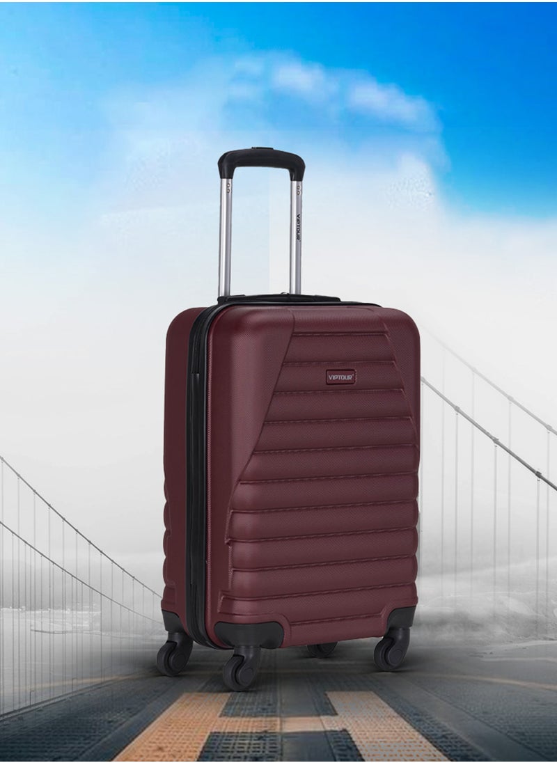 VIPTOUR - ABS Hardside 3-Piece Trolley Luggage Set, Spinner Wheels with Number Lock 20/24/28 Inches - Burgundy - Image 1