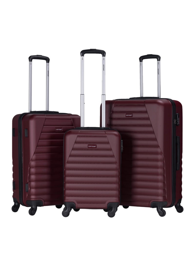 VIPTOUR ABS Material 3-Piece Hard Case Trolley Luggage Set, 4 Quiet 360° Spinner Wheels Suitcase With Combination Lock, Small (2.5kg), Medium (3kg), Large (3.8kg) (20''/24''/28'') - Image 1