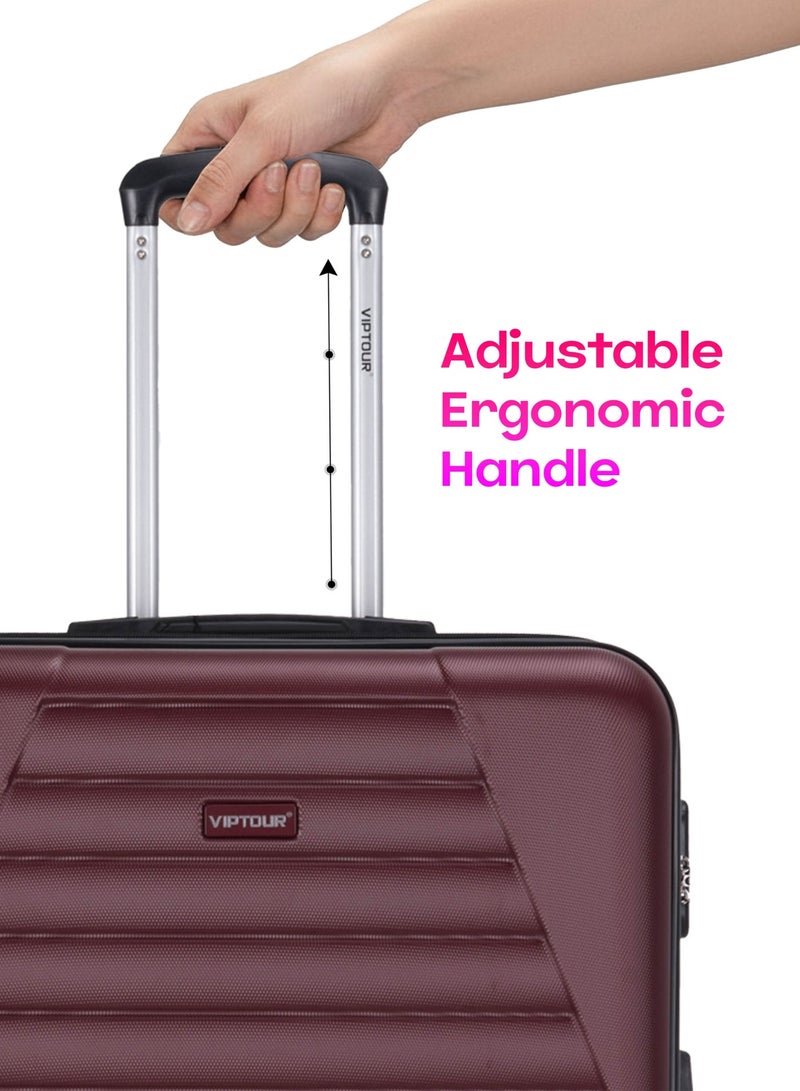 VIPTOUR ABS Material 3-Piece Hard Case Trolley Luggage Set, 4 Quiet 360° Spinner Wheels Suitcase With Combination Lock, Small (2.5kg), Medium (3kg), Large (3.8kg) (20''/24''/28'') - Image 5