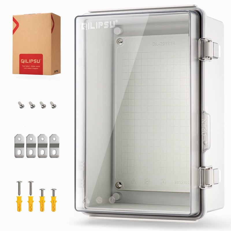 Qilipsu Ul94-V0 Outdoor Wifi Enclosure Waterproof Router Junction Box  11.4""X7.5""X5.5"" Pro Ip67 Electrical Network Enclosure  Clear Hinged Door Weatherproof For Solar Projects - Image 1