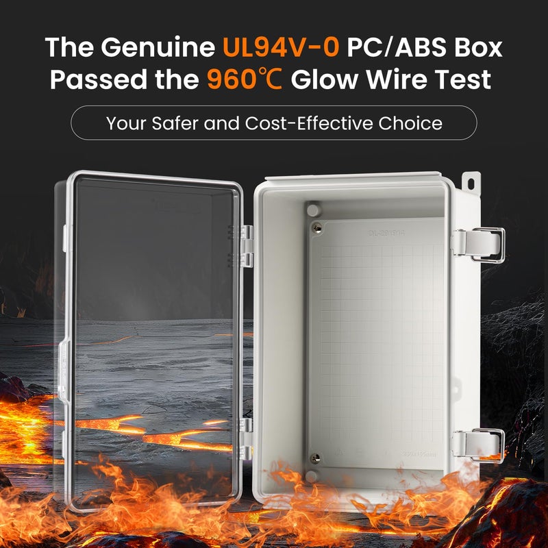 Qilipsu Ul94-V0 Outdoor Wifi Enclosure Waterproof Router Junction Box  11.4""X7.5""X5.5"" Pro Ip67 Electrical Network Enclosure  Clear Hinged Door Weatherproof For Solar Projects - Image 2
