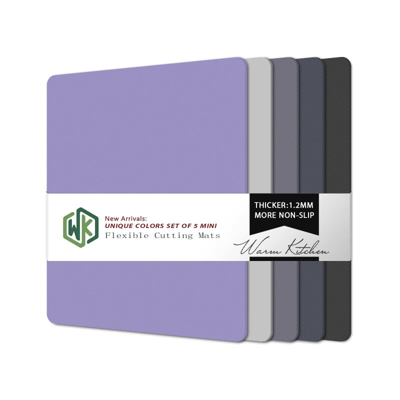 WK Small Flexible Plastic Cutting Boards for Kitchen, Non Slip Cutting Mats for Meat, Cutting Board Set of 5, BPA Free, Dishwasher Safe, Mini Size - Image 1