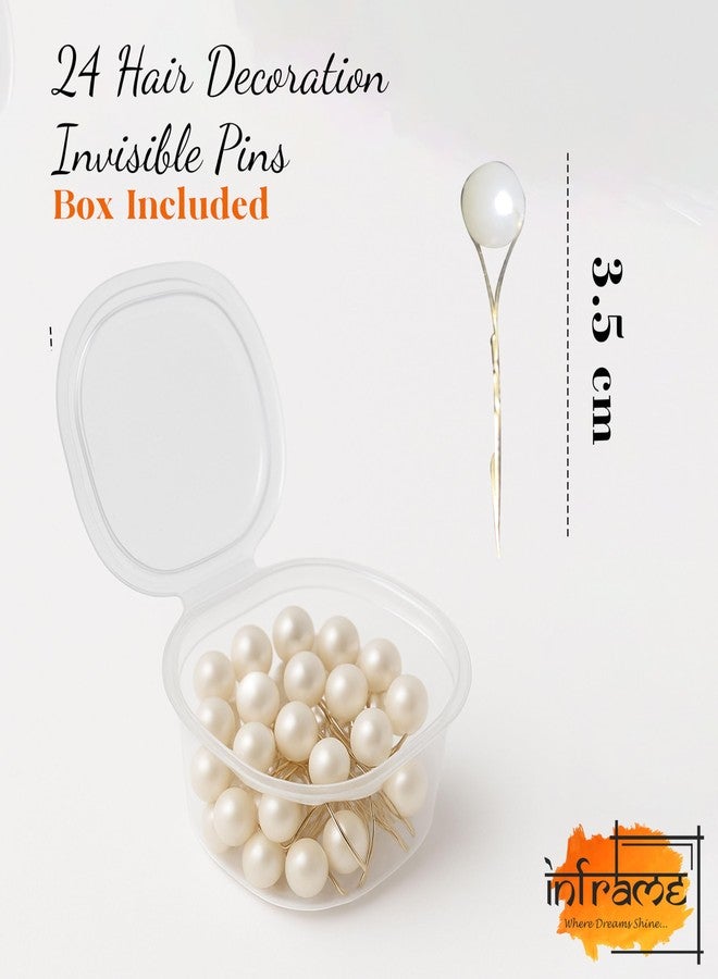 INFRAME Hair Pins with pearls, 24-pack for braiding and styling. Elegant white accessories for women and girls. (OFF-WHITE) - Image 2