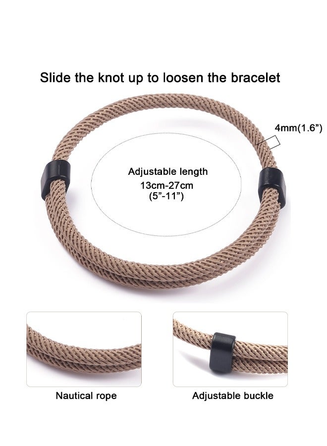 GUSGU 6 Pieces Nautical Braided Rope Bracelets Set Adjustable Braided Cord Bracelet Handmade Navy Marine String Bracelet with Metal Knot Men Women Friendship - Image 2