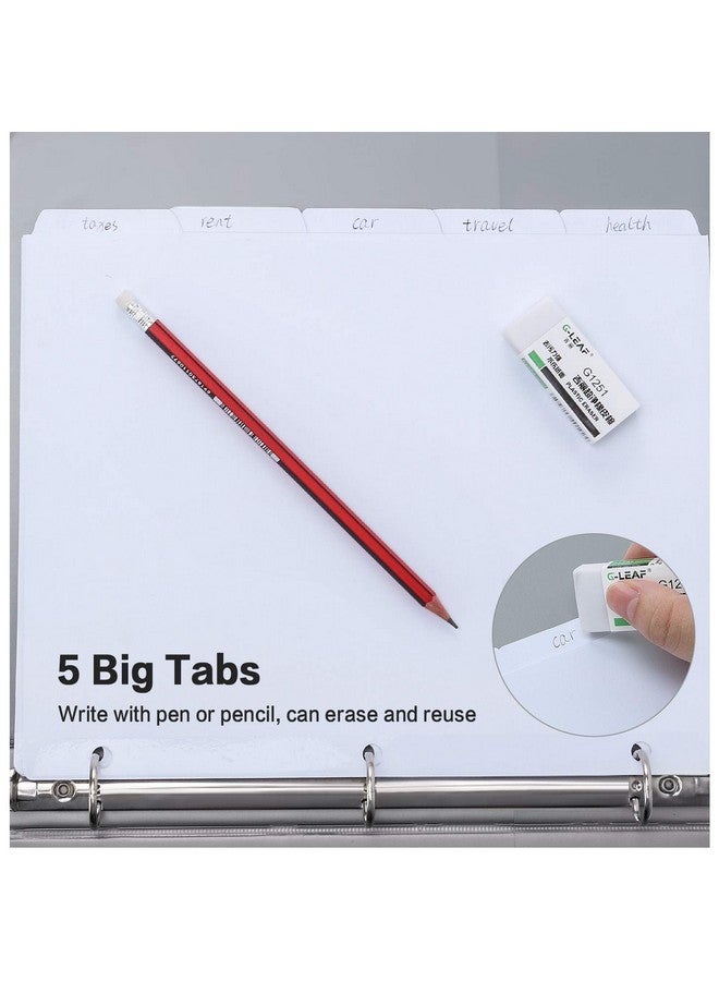 HERKKA Binder Dividers, Herkka 3 Ring Binder Dividers With Reinforced Edge, 3 Hole Punch Section Index Dividers For Binders, 1/5-Cut Tabs, Letter Size, White, 120 Dividers  - Image 4