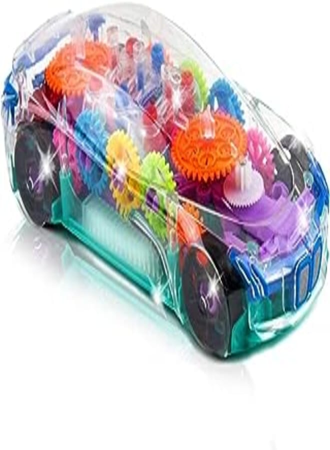 ArtCreativity Light Up Transparent Sensory Car Toy for Kids, 1PC, Bump and Go Toy Car with Colorful Moving Gears, Music, and LED Effects, Fun Educational Toy for Kids, Great Birthday Gift Idea