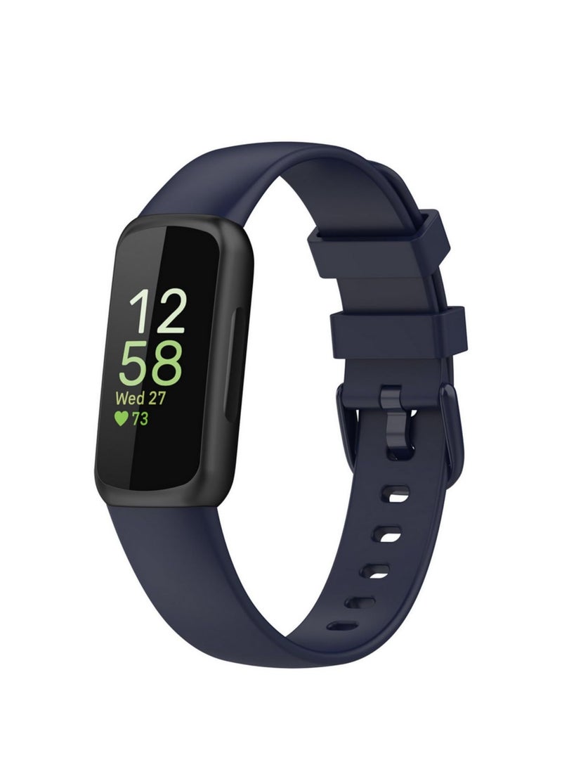 Silicone Watchband Strap For Fitbit Inspire 3 Smart Bracelet Wristband Colorful Buckle For Fitbit Inspire 3 Watch Strap L Size (Dark Blue) - Image 1