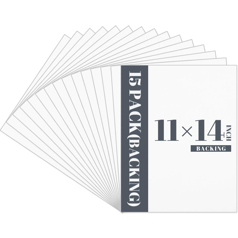 Prudiut 15 Pack 11x14 Backing Boards Only, Uncut White Mat Board Acid Free Mat Board for Photos, Prints, Artworks - Image 1