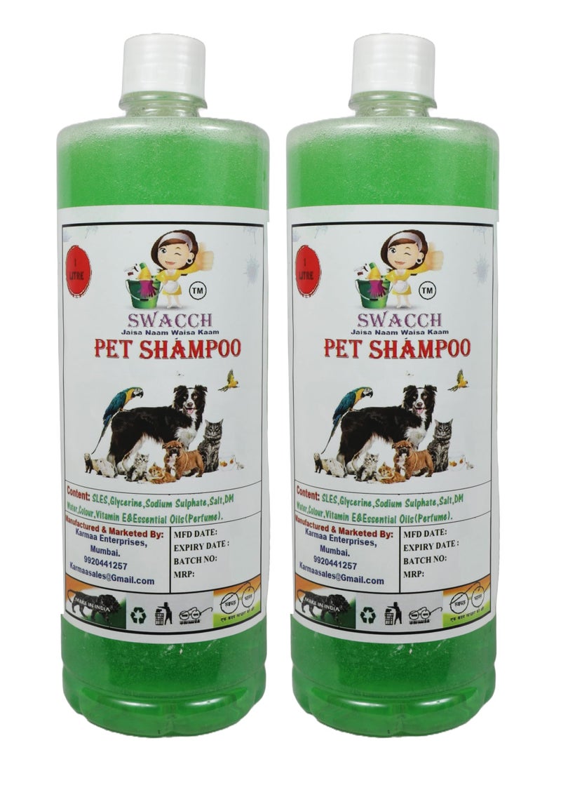 swacch Pet Shampoo + Dumbbell Toy I Durable Rubber Dog Toy for Chewing I Playing,Teeth Cleaning & Training Toy I Combo Pack I 1 Litre Pack of 2 Neem Alovera - Image 2