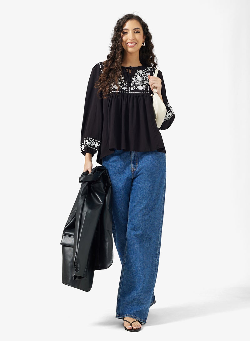 جينجر بلوزة بوهيمية مطرزة - Image 4