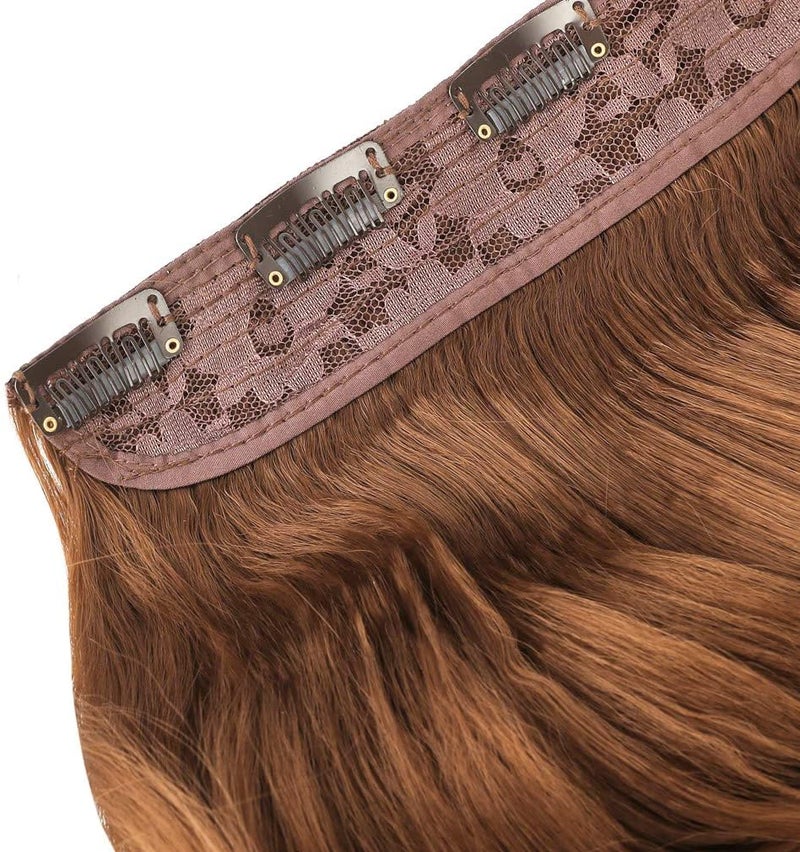 REECHO 20" 1-Pack 3/4 Full Head Curly Wave Clips in on Synthetic Hair Extensions HE008 Hairpieces for Women 5 Clips 4.5 Oz per Piece - Linen - Image 1