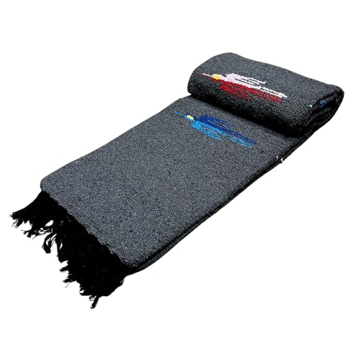 Open Road Goods Yoga Blanket - Thick Mexican Thunderbird Blanket - Handmade and Made for Yoga! (Charcoal) - Image 4