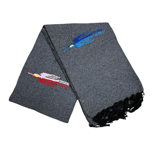 Open Road Goods Yoga Blanket - Thick Mexican Thunderbird Blanket - Handmade and Made for Yoga! (Charcoal) - Image 1