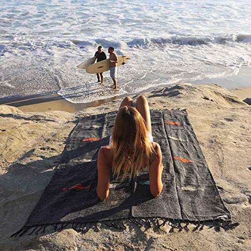 Open Road Goods Yoga Blanket - Thick Mexican Thunderbird Blanket - Handmade and Made for Yoga! (Charcoal) - Image 2