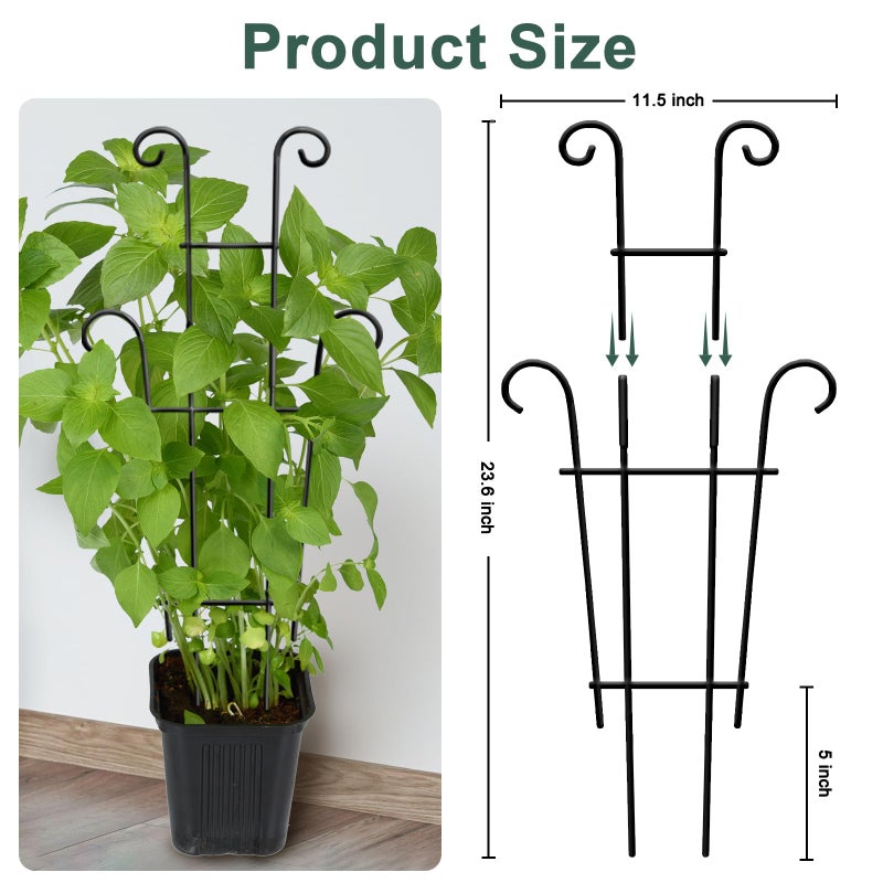 Coomin 23in Taller Plant Trellis for Climbing Plants Indoor, Sturdy Houseplant Trellis for Potted Plants with Ties, Vine Plant Support for Monstera Pothos Ivy, Plant Decor, 2P - Image 3