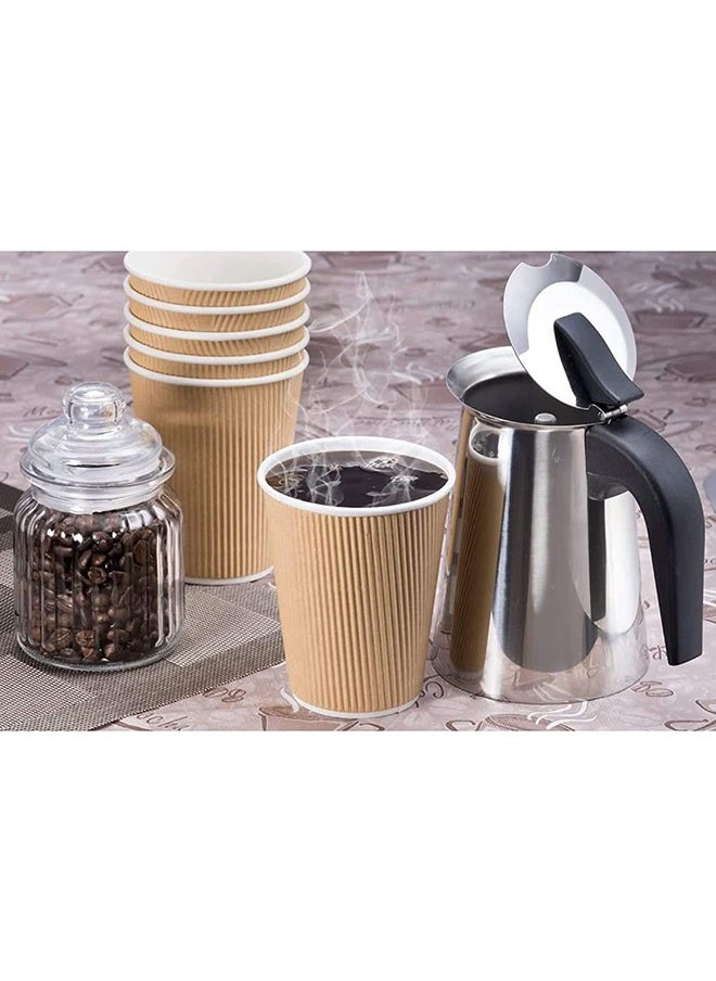 SNH Packing - Disposable Ripple Cup Brown 8 Ounce Without Lid  Kraft Hot Tea, Coffee Kahwa, Hot Drinks & Natural Brown 10 Pieces - Image 1