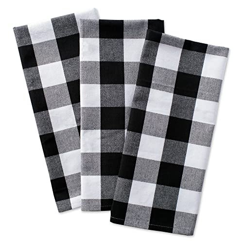 DII Buffalo Check Kitchen Collection, Classic Farmhouse Dishtowel Set, 20x30, Black & White, 3 Piece - Image 1