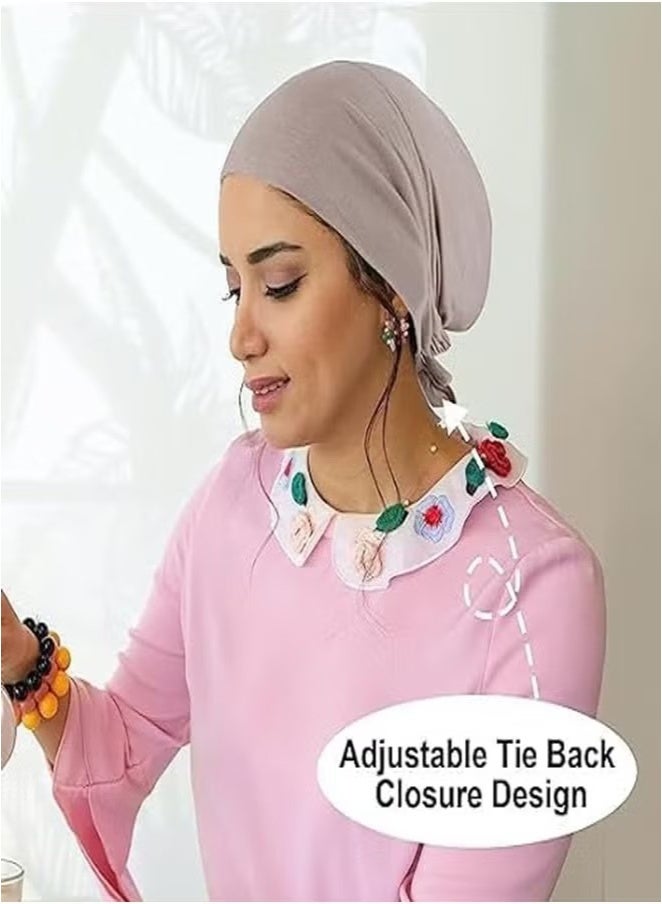 جمورو 4 قطع من قبعات عمامة إسلامية، قبعات حجاب داخلية، وشاح إسلامي، قبعات هندية، غطاء رأس نسائي، عمامة نسائية - Image 2