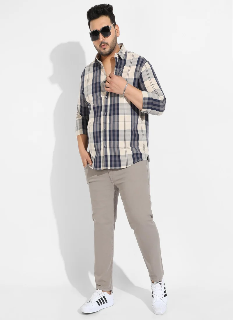 Instafab Plus Instafab Plus Men's Tartan Plaid Button Up Shirt