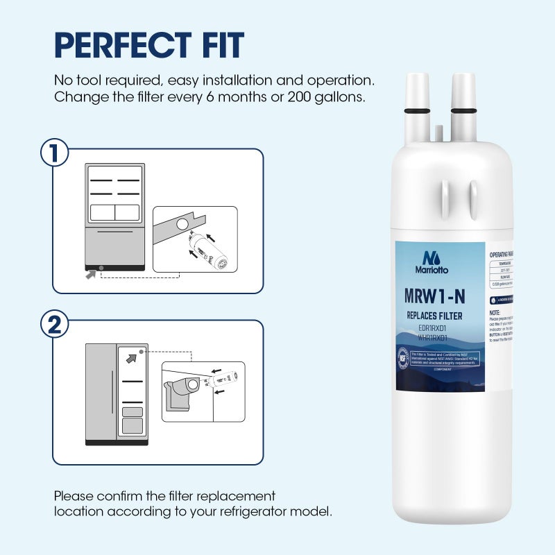 Marriotto Edr1Rxd1 Refrigerator Water Filter Compatible With Whirlpool W10295370A Whr1Rxd1 Kad1Rxd1 Filter 1 W10295370 P4Rfwb P8Rfwb2L 46-9930 46-9081 Refrigerator Water Filter Pack Of 1 - Image 5