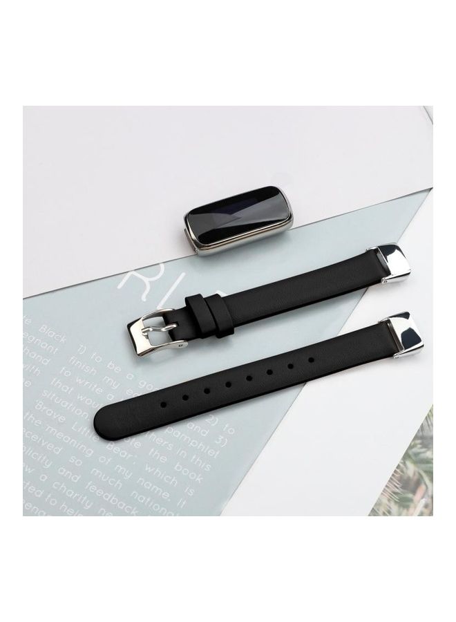 NIBEMINENT Leather Replacement Strap Watchband For Fitbit Luxe Black - Image 5