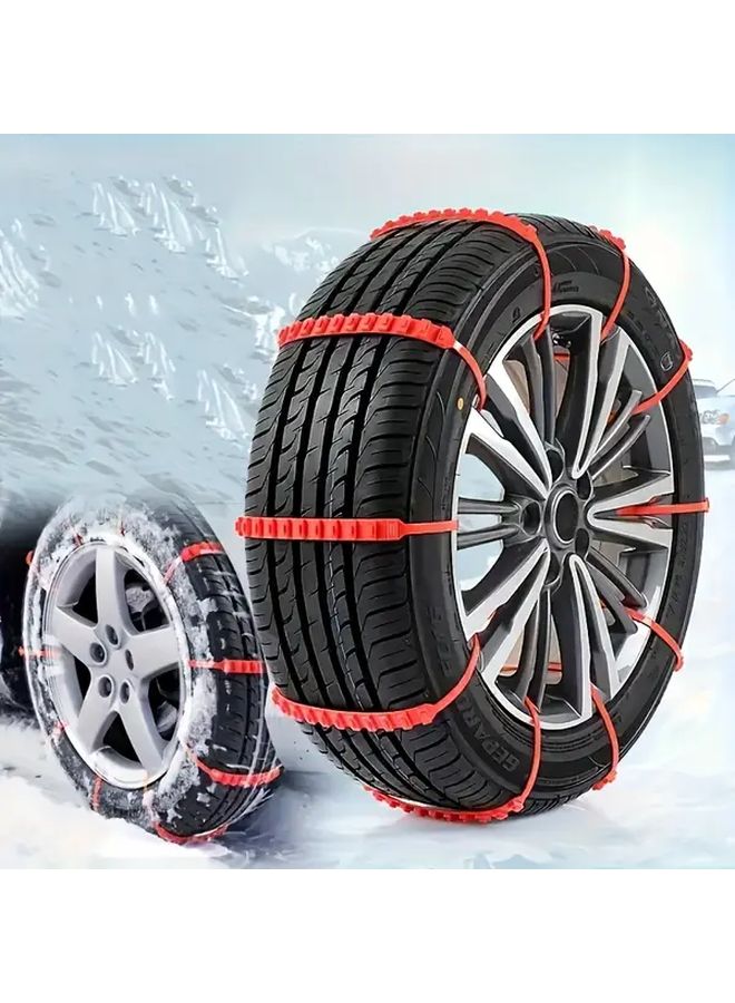 Red Heavy Duty Car Tire Chains 20 Pack All Season Snow Sand Anti Slip Straps - Image 1
