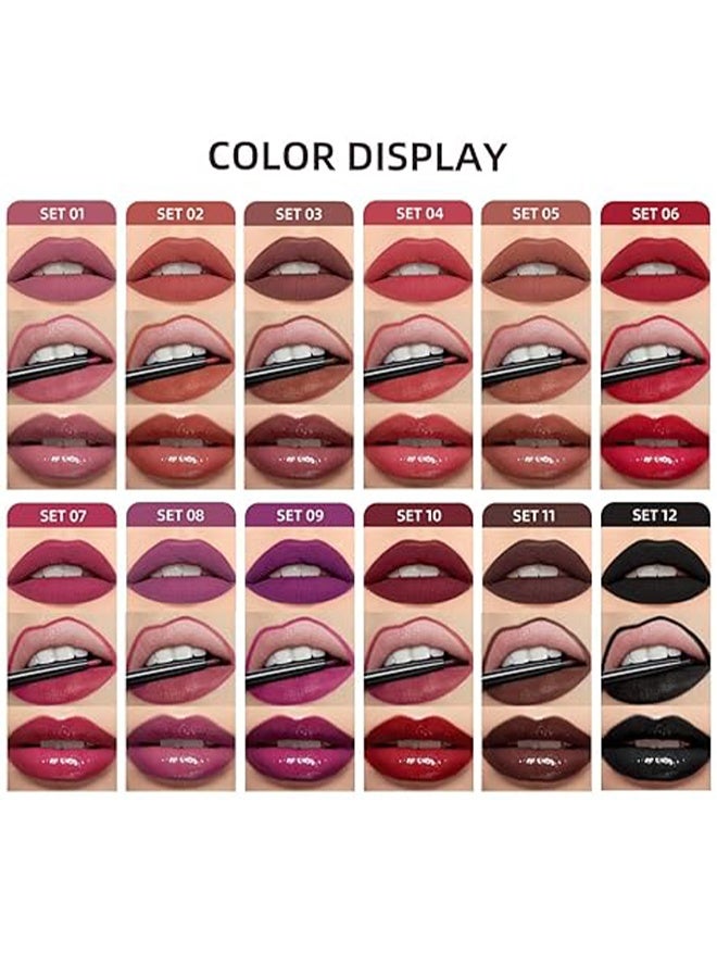QiBest Trio Lip Set Lip Gloss/Velvet Liquid Lipstick/Lip Liner ,Liquid Lipstick Moisturizing Lip Gloss Creamy Lip Liner  Lip Liner Red - 06 - Image 2
