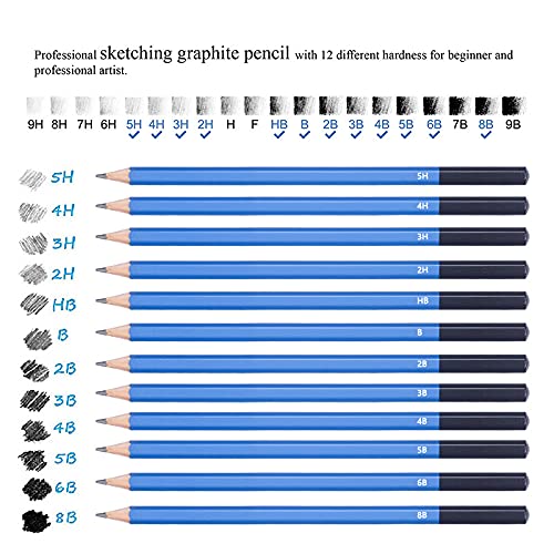 Corslet Pack of 13 Artist Pencil for Sketching Pencils Drawing Pencil Set for Artists 12 Pc Sketch Pencil 8B 6B 5B 4B 3B 2B B HB 2H 3H 4H 5H Drawing Pencils with 25 Sheets A5 Sketchbook - Image 2
