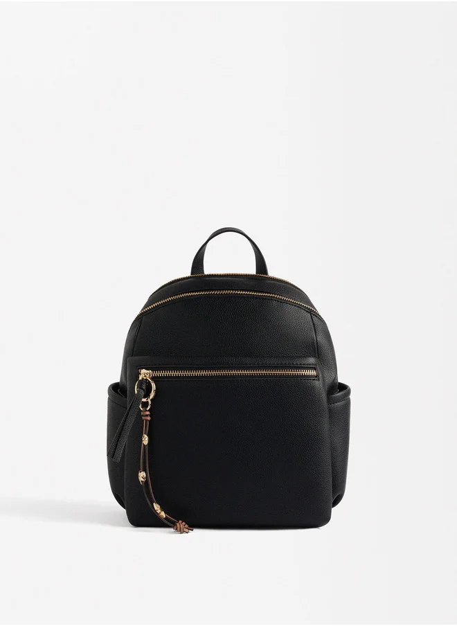 PARFOIS Textured Backpack With Pendant