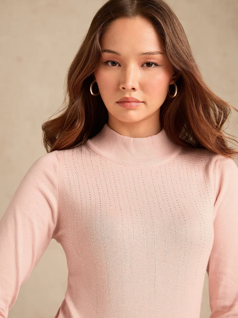 Outzidr  Rose Gold High Neck With Small Studded Top for Women | Best Price UAE