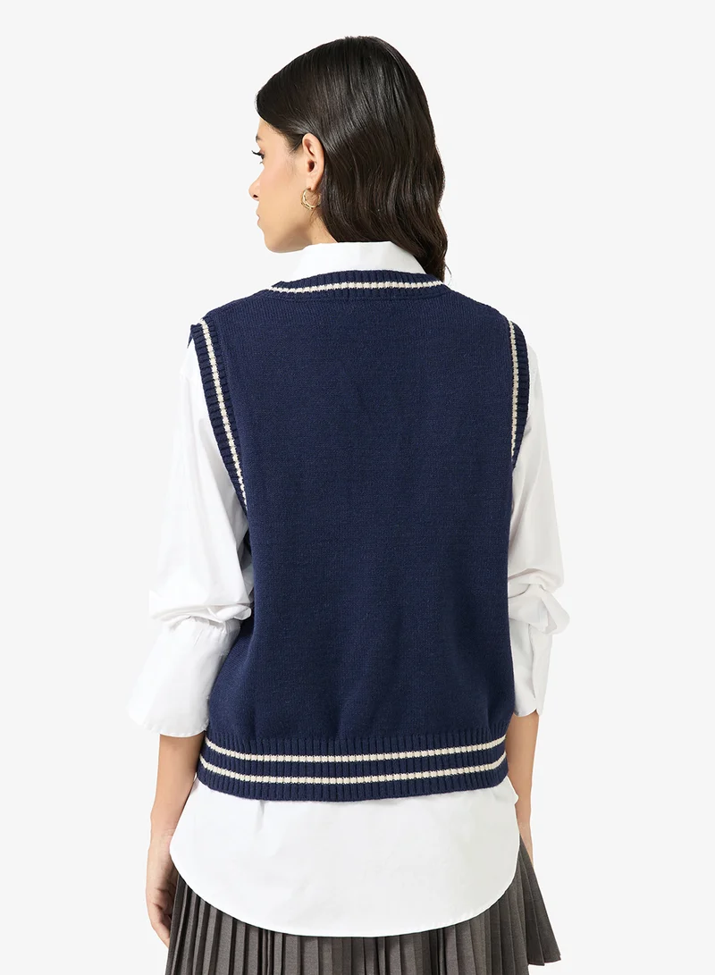 Ginger V Neck Varsity Style Vest