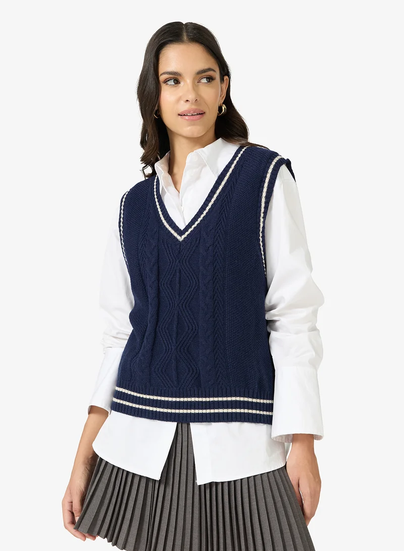 Ginger V Neck Varsity Style Vest