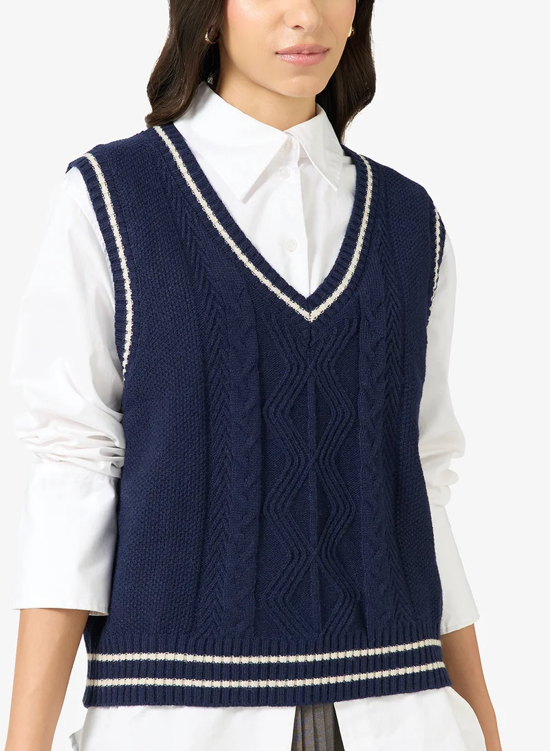 Ginger V Neck Varsity Style Vest for Women | Best Price UAE