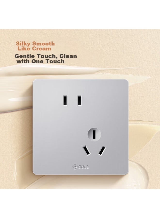 Bull Switch Socket, G12 Series 10a Slanted Five-hole Socket, 86-type Panel, G12z223as, Cream-colored Space Silver - Image 2