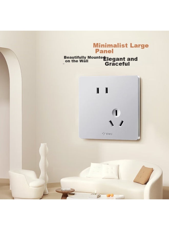 Bull Switch Socket, G12 Series 10a Slanted Five-hole Socket, 86-type Panel, G12z223as, Cream-colored Space Silver - Image 3