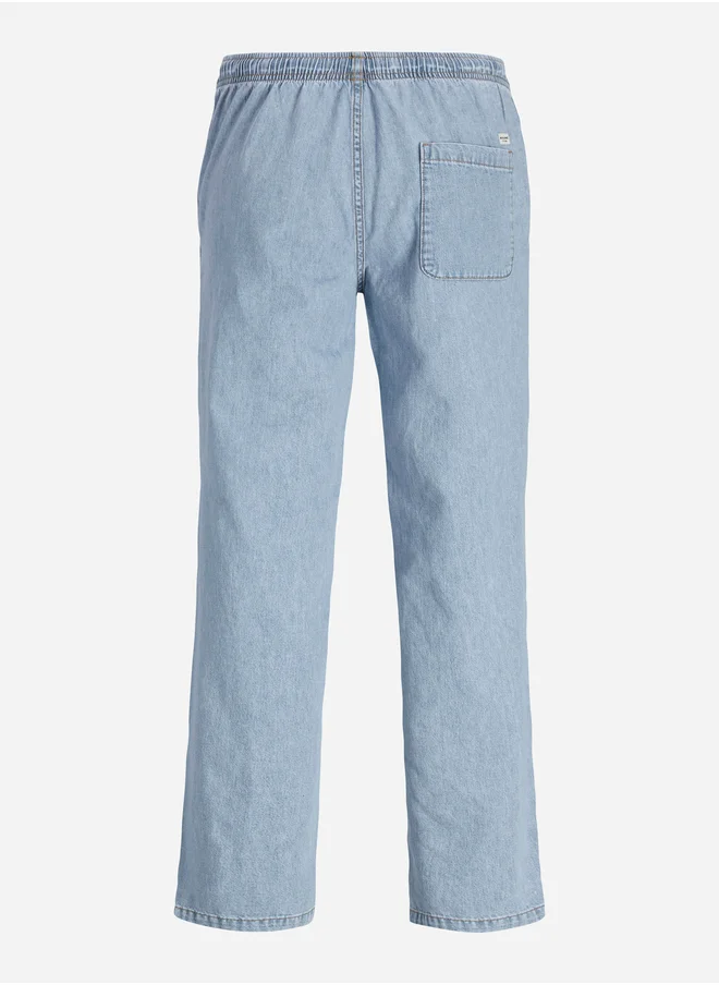 JACK & JONES Wide Leg Denim Joggers with Drawstring
