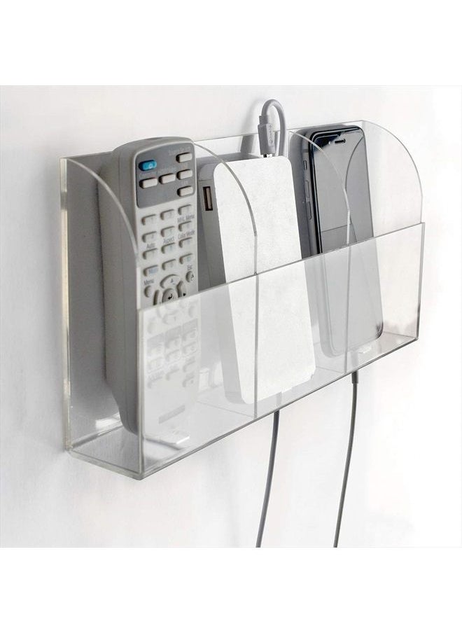 VANCORE Clear Wall Mounted Charging Phone Holder Smart Phone Station TV Remote Control Holder Wall Box (3 Holes)  - Image 1
