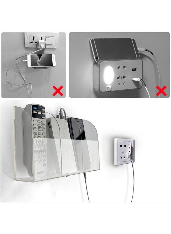 VANCORE Clear Wall Mounted Charging Phone Holder Smart Phone Station TV Remote Control Holder Wall Box (3 Holes)  - Image 4