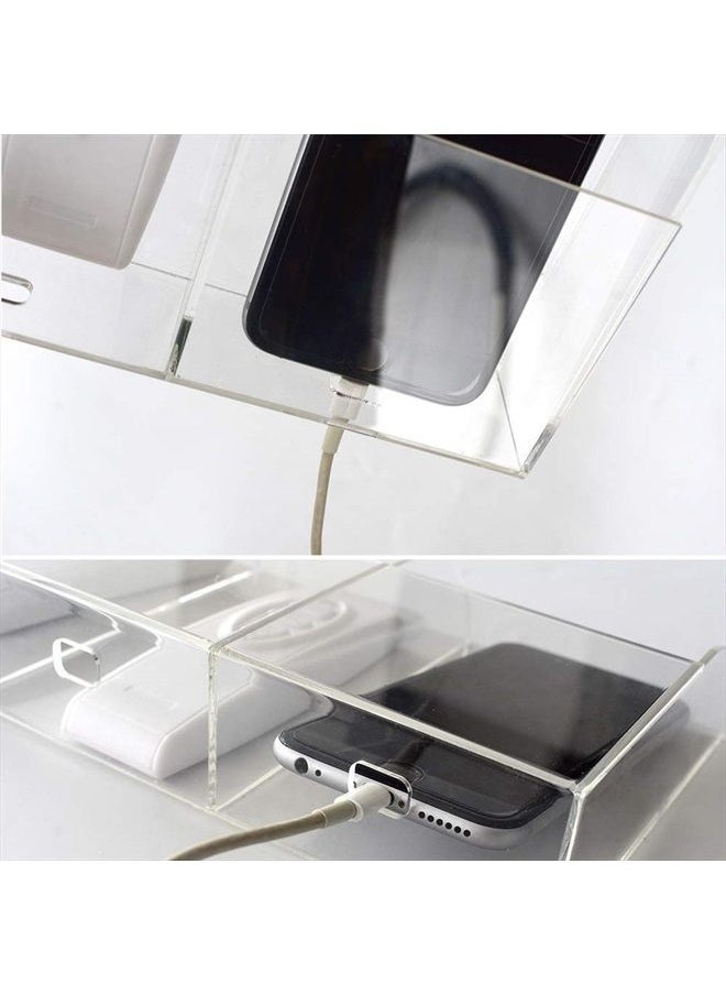 VANCORE Clear Wall Mounted Charging Phone Holder Smart Phone Station TV Remote Control Holder Wall Box (3 Holes)  - Image 3
