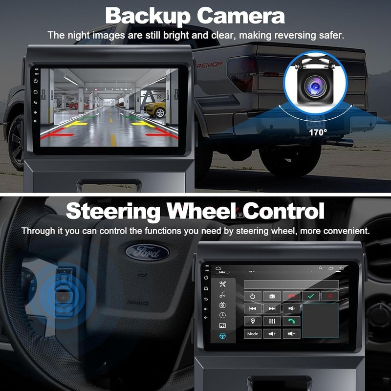 Vierex Fit Ford F150 Car Stereo (2009-2014) Android Touch Screen with Wireless CarPlay & Android Auto, GPS Navigation, WiFi, Bluetooth, DSP, AHD Backup Camera Support (2+32GB, 4-Core) - Image 4