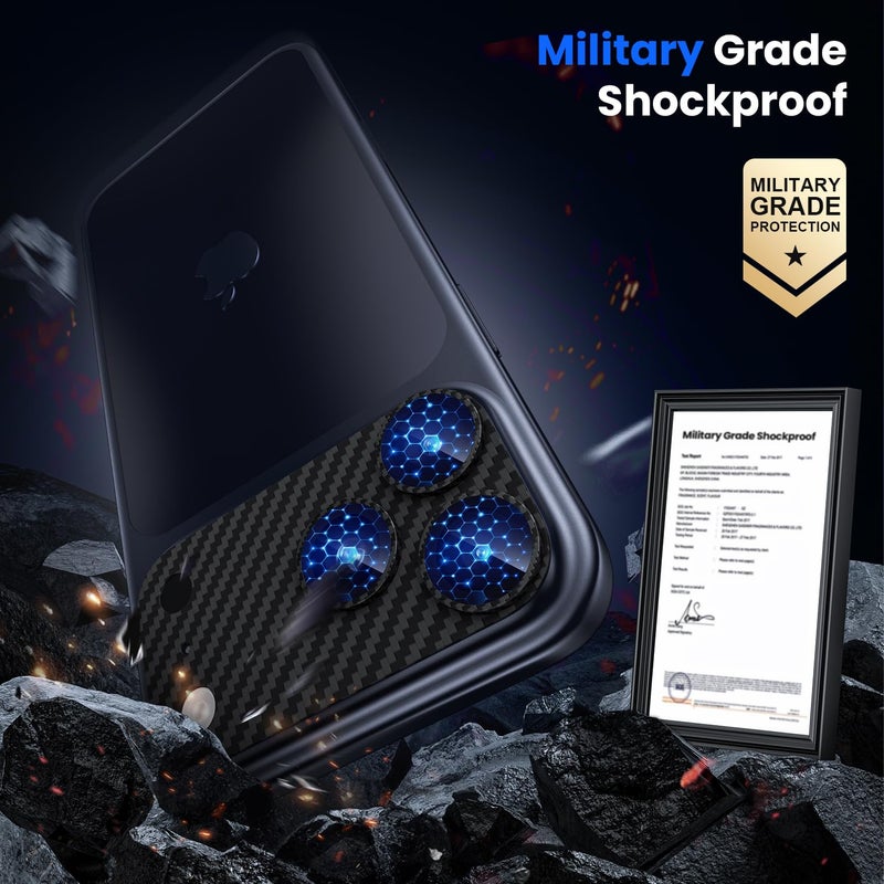 WSKEN for iPhone 17 Pro Camera Lens Protector, [Military Grade Shatterproof] [Strong Adhesion] Metal Aluminum Alloy Tempered Glass Camera Screen Protector, Carbon Fiber Texture - Image 4