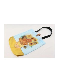 Sunflower Polyester Taffeta Folding Eco-friendly Bag Van Gogh Series Oil Painting Printing Carrying Case Mini Supermarket Shopping Bag